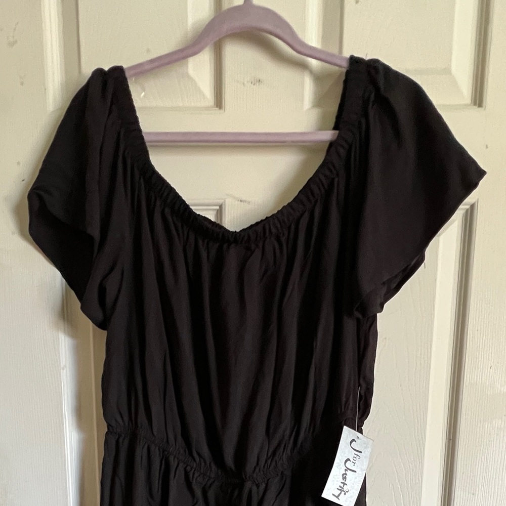 J for justify black with red embroidered roses hi low dress
